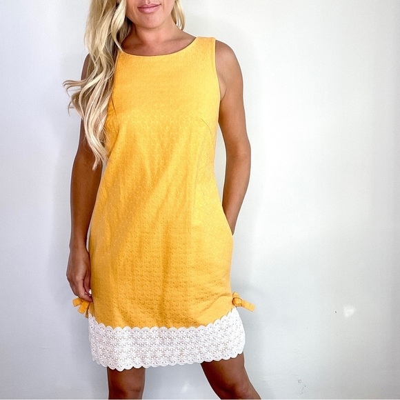 Lilly Pulitzer Orange and White Trim Dress with Pockets - Picture 1 of 12